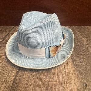 Sky Blue Fedora with White Band